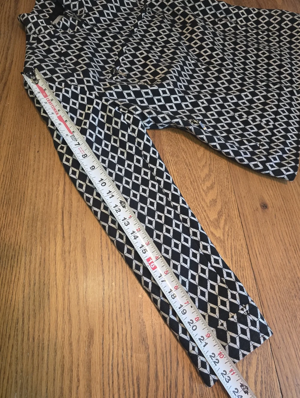 Chico's Black And White Diamond Geometric Print Jacket Blazer Size 0